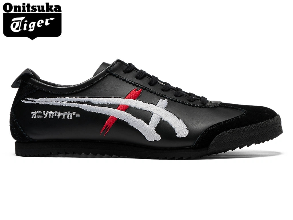 Onitsuka Tiger Mexico 66 Black, White & Red Embroidery Unisex Sneakers