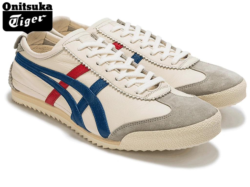 Onitsuka Tiger Mexico 66 Off-White, Blue & Red Leather Unisex Sneakers
