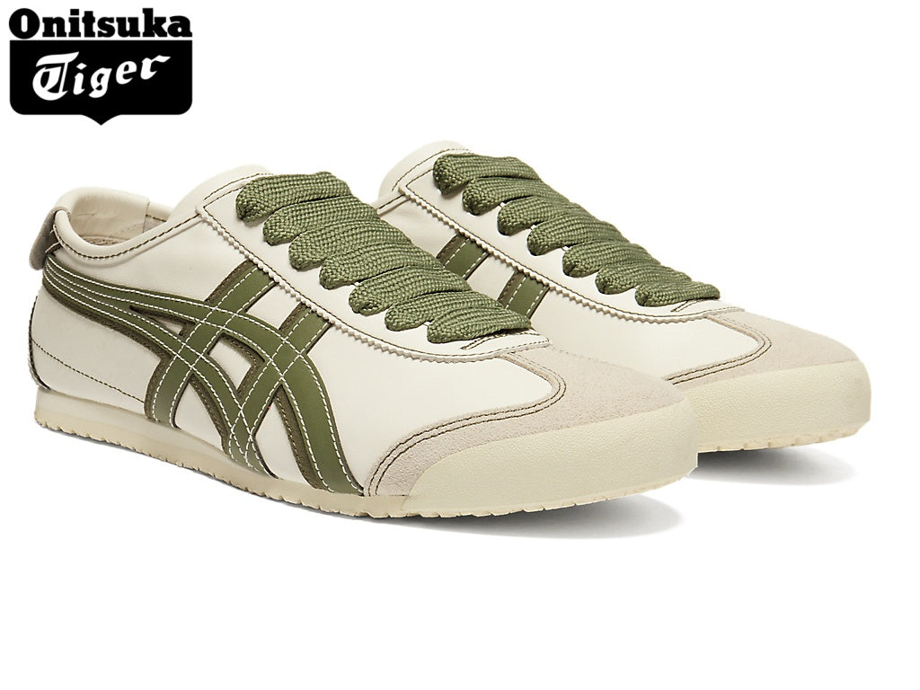 Onitsuka Tiger Mexico 66 Off-White & Olive Green Leather Unisex Sneakers