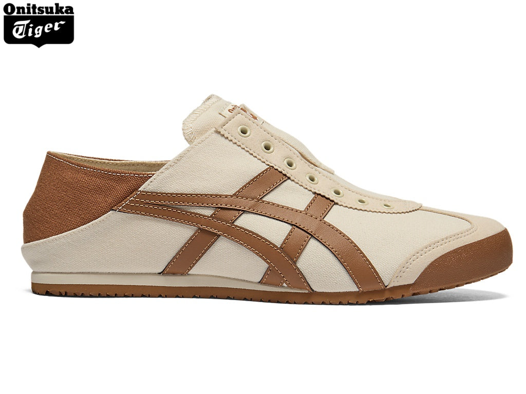 Onitsuka Tiger Mexico 66 Beige & Brown Canvas Slip-On Unisex Sneakers