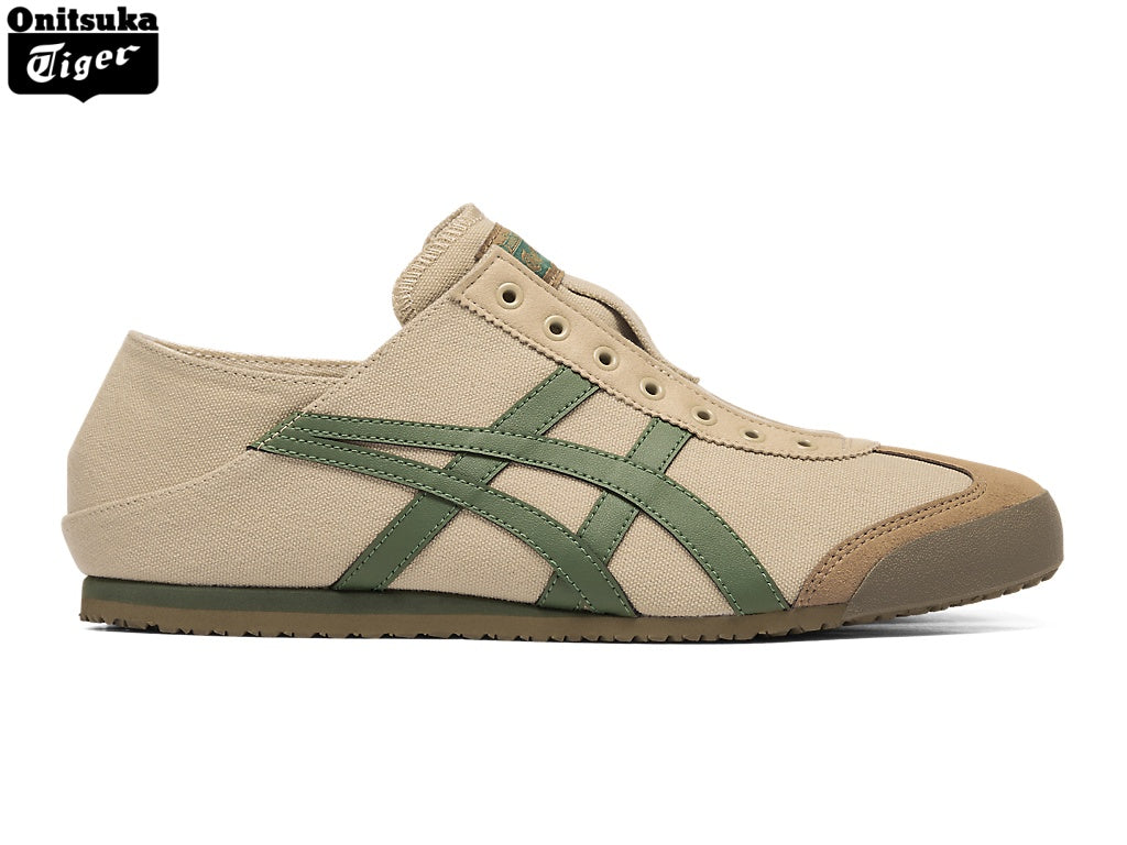 Onitsuka Tiger Mexico 66 Beige & Green Canvas Slip-On Unisex Sneakers