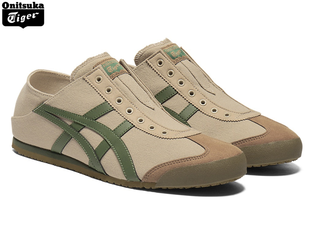 Onitsuka Tiger Mexico 66 Beige & Green Canvas Slip-On Unisex Sneakers