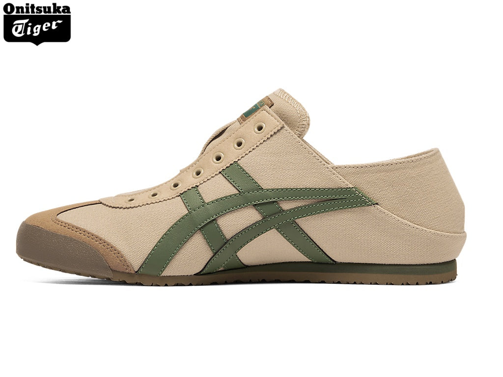Onitsuka Tiger Mexico 66 Beige & Green Canvas Slip-On Unisex Sneakers