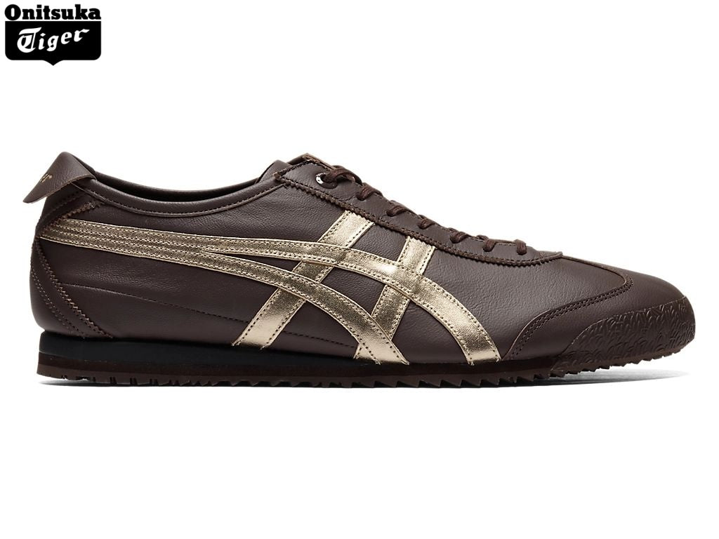 Onitsuka Tiger Mexico 66 Dark Brown & Gold Leather Unisex Sneakers