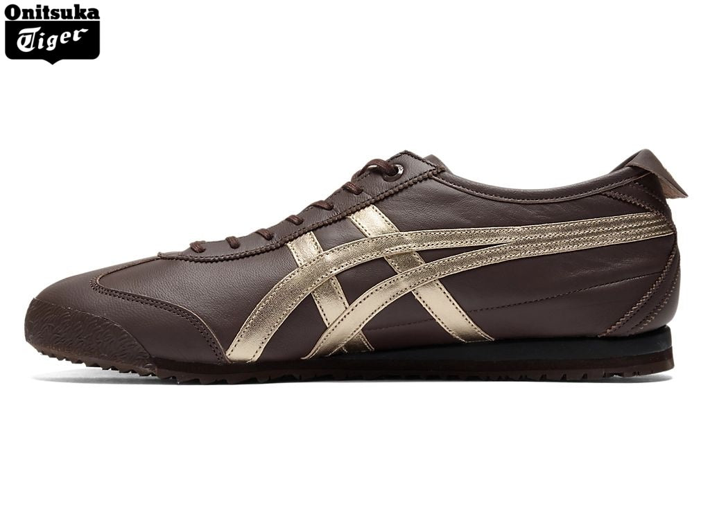 Onitsuka Tiger Mexico 66 Dark Brown & Gold Leather Unisex Sneakers