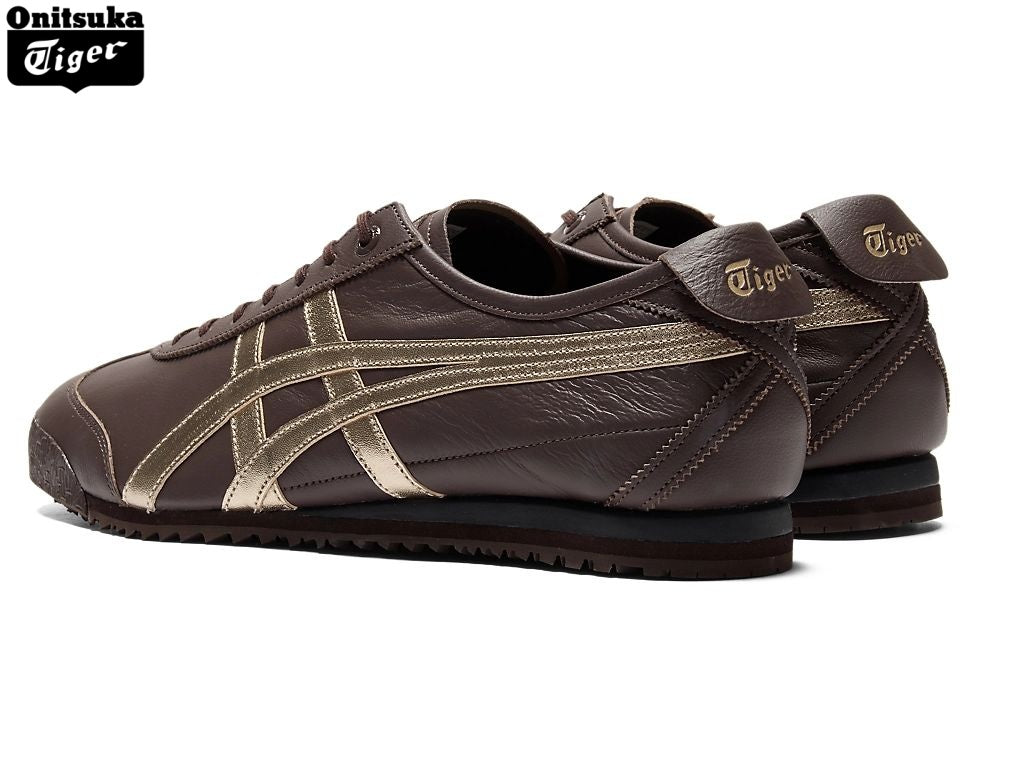 Onitsuka Tiger Mexico 66 Dark Brown & Gold Leather Unisex Sneakers