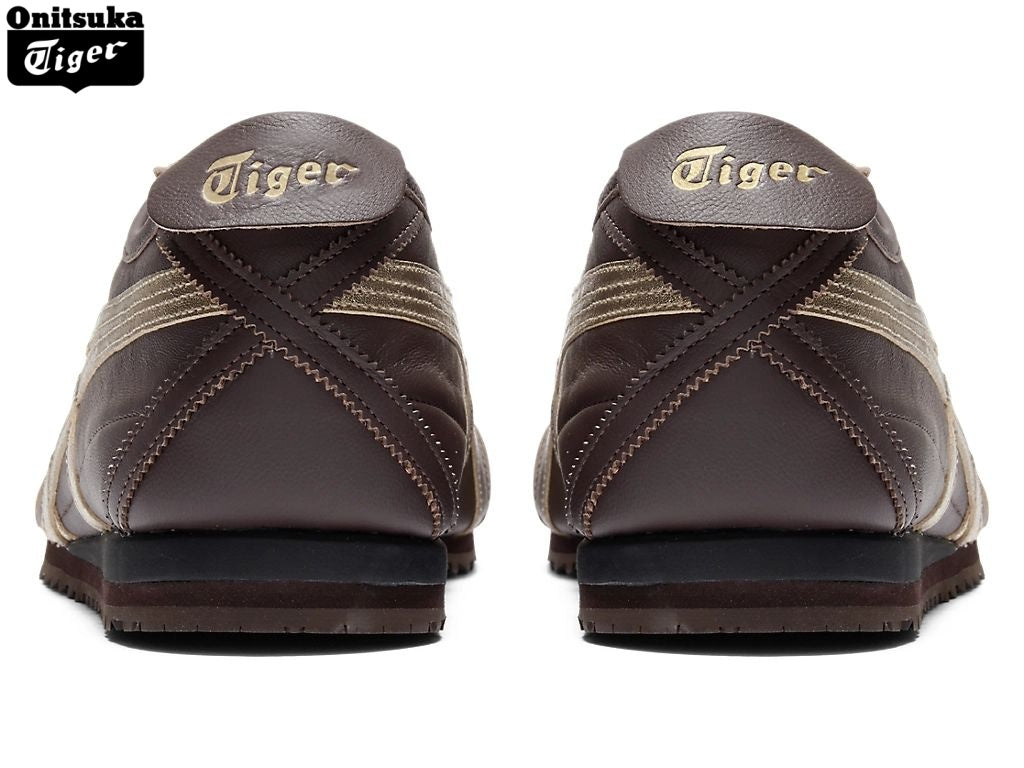 Onitsuka Tiger Mexico 66 Dark Brown & Gold Leather Unisex Sneakers