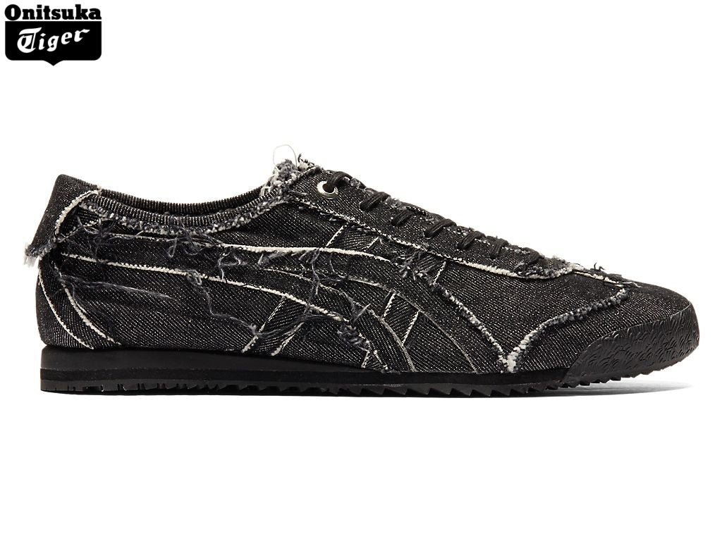Onitsuka Tiger Mexico 66 Black Frayed Denim Unisex Sneakers