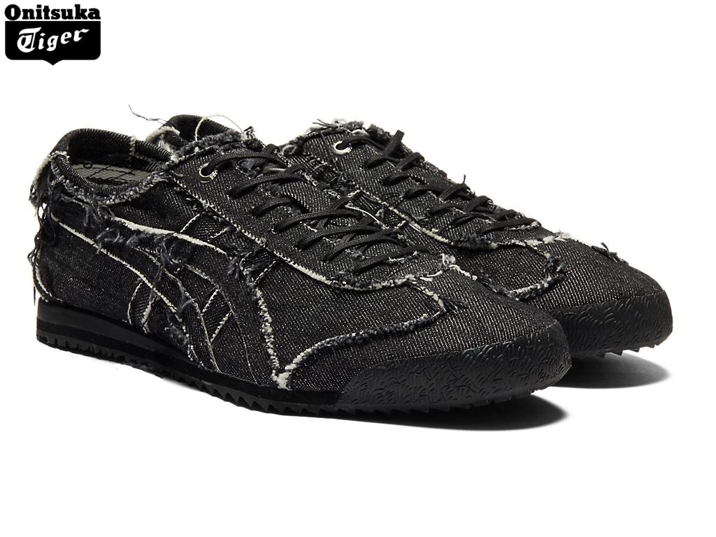 Onitsuka Tiger Mexico 66 Black Frayed Denim Unisex Sneakers