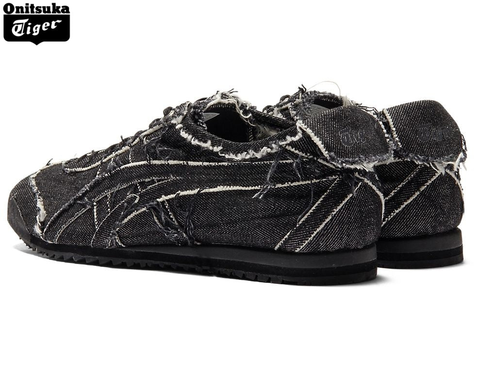 Onitsuka Tiger Mexico 66 Black Frayed Denim Unisex Sneakers