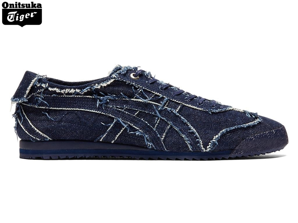 Onitsuka Tiger Mexico 66 Dark Blue Frayed Denim Unisex Sneakers