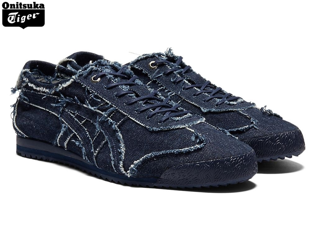 Onitsuka Tiger Mexico 66 Dark Blue Frayed Denim Unisex Sneakers