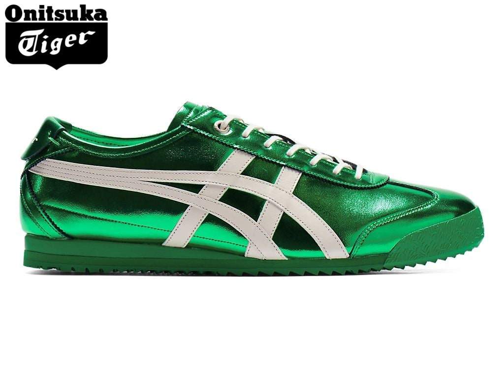Onitsuka Tiger Mexico 66 Metallic Green & White Strap Leather Unisex Sneakers