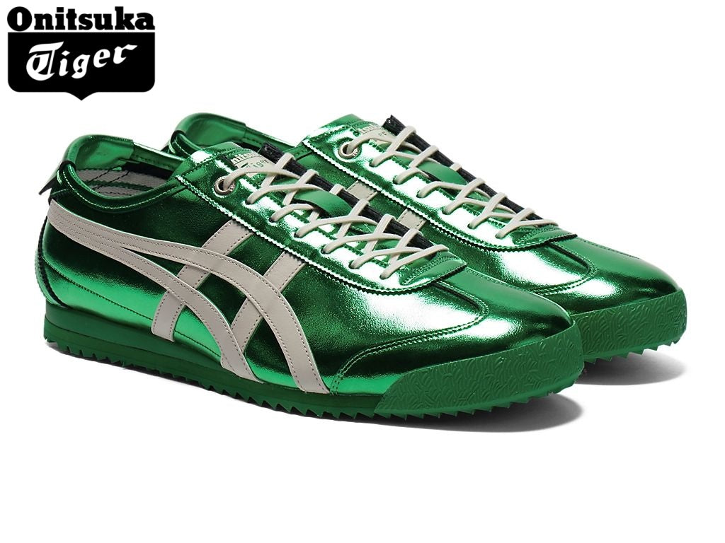 Onitsuka Tiger Mexico 66 Metallic Green & White Strap Leather Unisex Sneakers