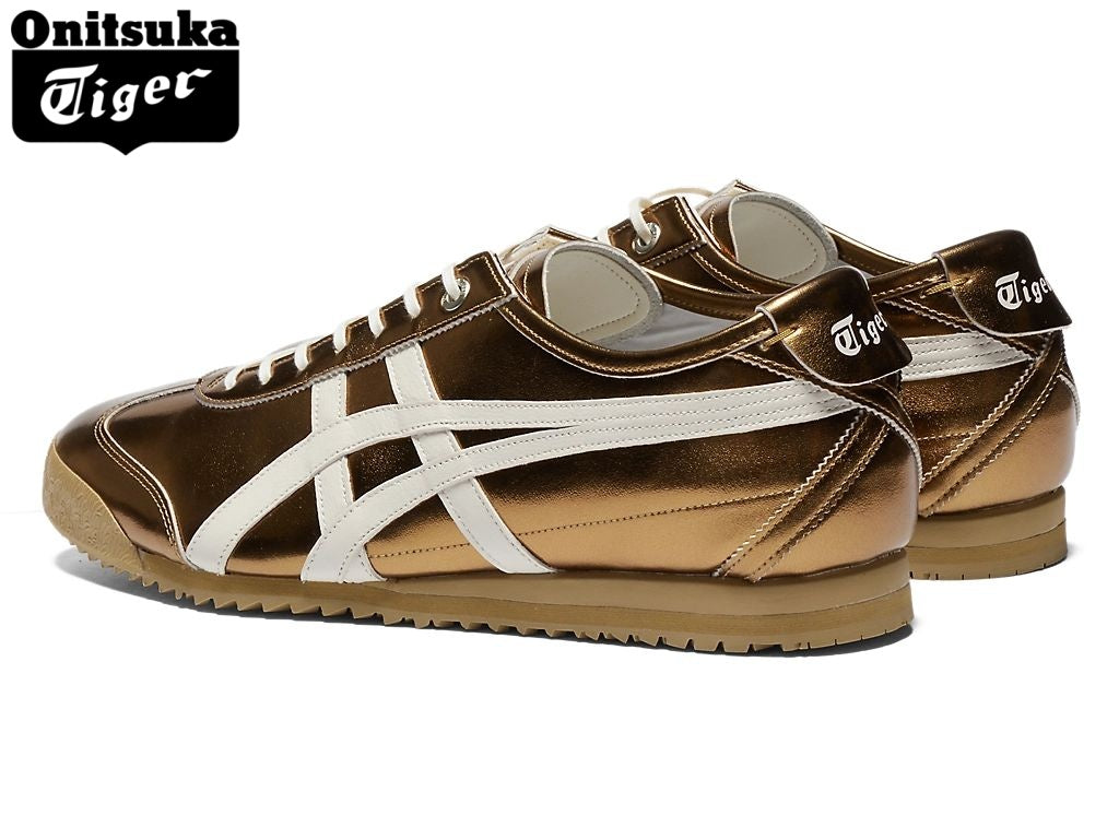 Onitsuka Tiger Mexico 66 Metallic Gold & White Strap Leather Unisex Sneakers