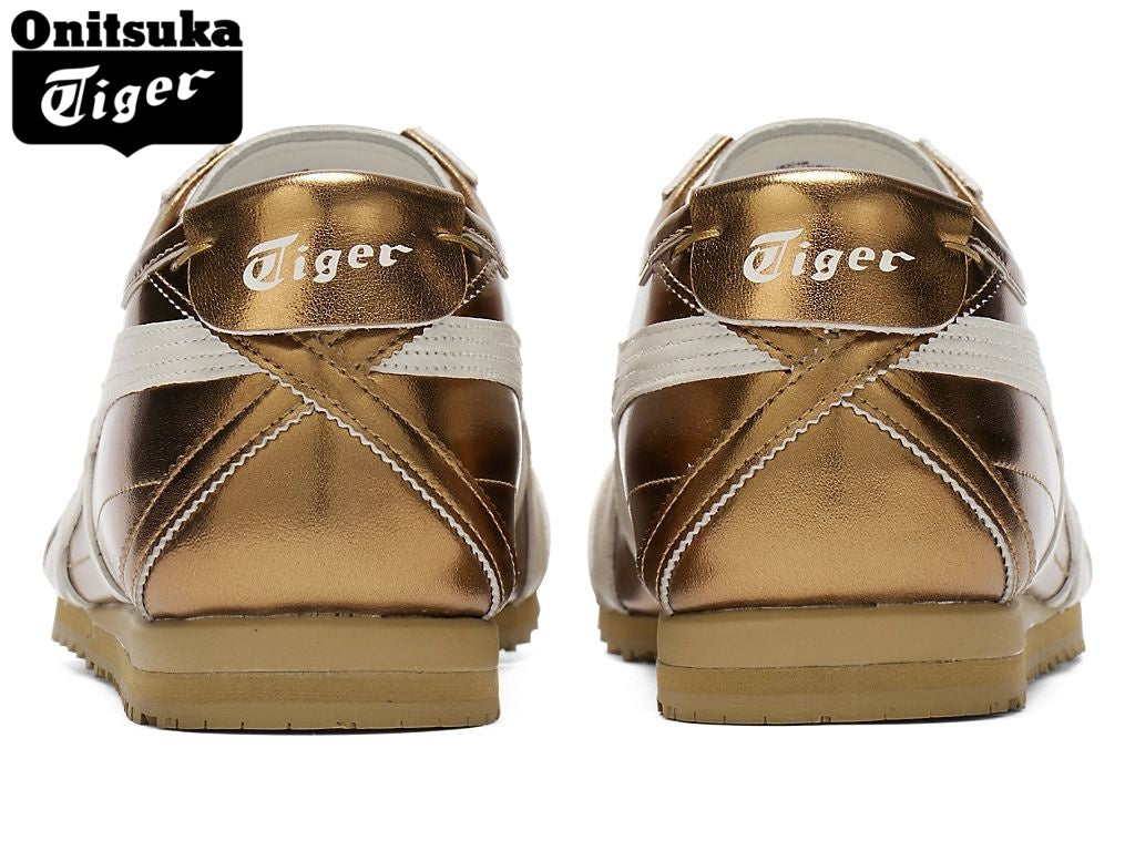 Onitsuka Tiger Mexico 66 Metallic Gold & White Strap Leather Unisex Sneakers