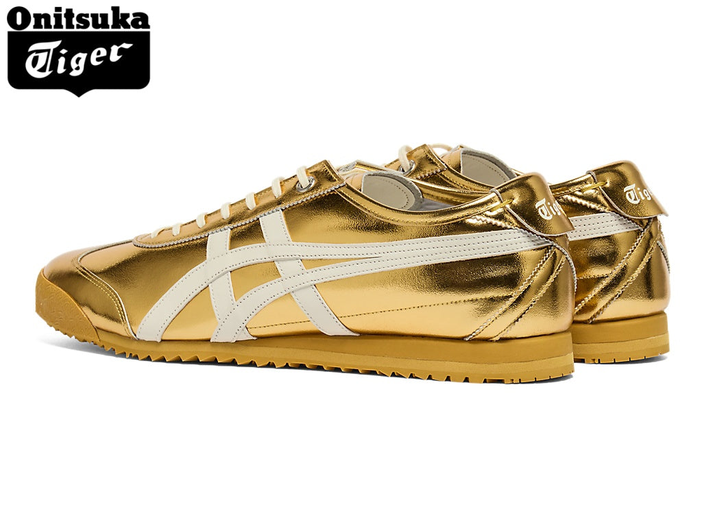 Onitsuka Tiger Mexico 66 Metallic Gold & White Strap Leather Unisex Sneakers