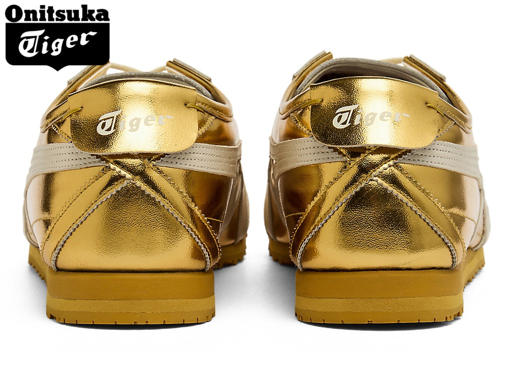 Onitsuka Tiger Mexico 66 Metallic Gold & White Strap Leather Unisex Sneakers