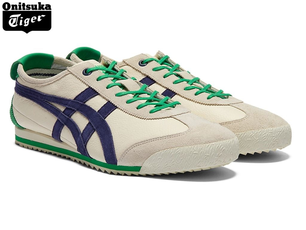 Onitsuka Tiger Mexico 66 Cream, Navy & Green Leather Unisex Sneakers