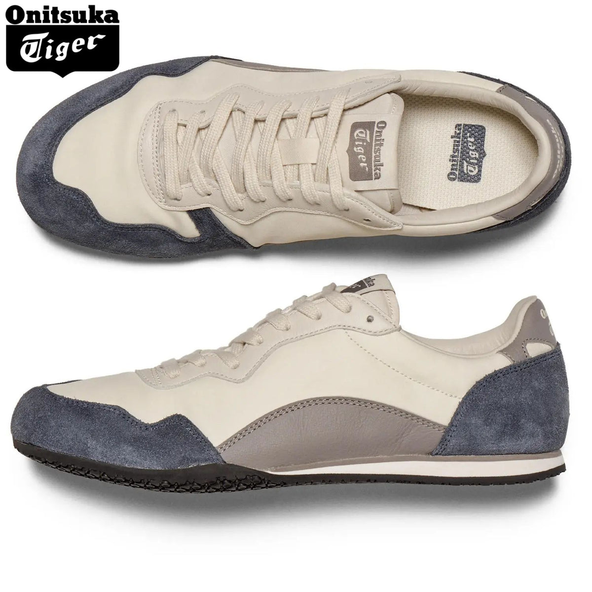 Onitsuka Tiger Serrano Cream & Navy Leather Unisex Sneakers
