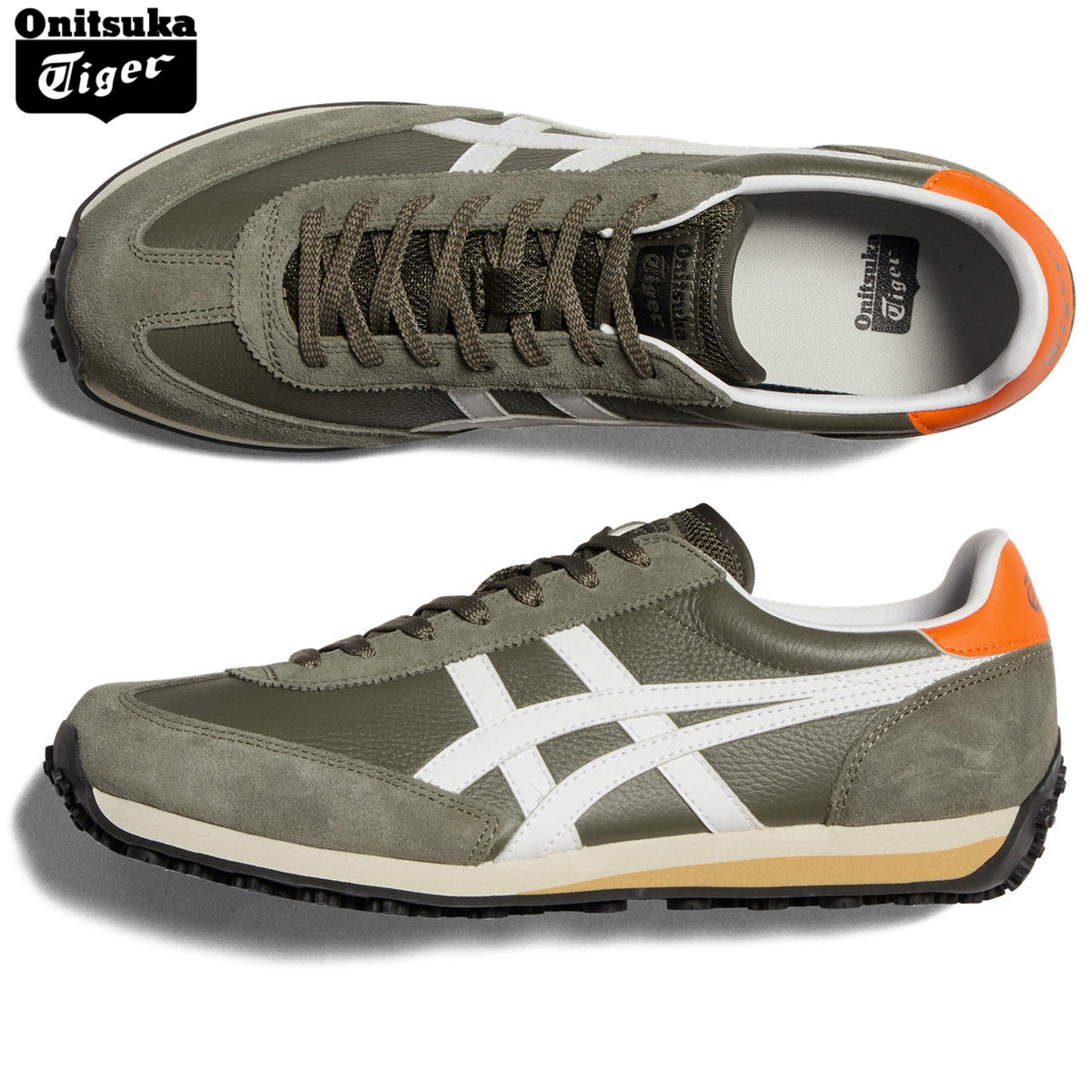 Onitsuka Tiger EDR 78 Olive, White & Orange Sneakers